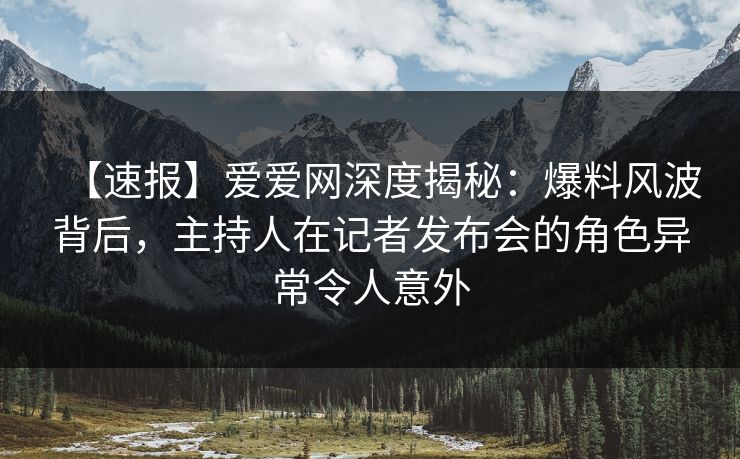 【速报】爱爱网深度揭秘：爆料风波背后，主持人在记者发布会的角色异常令人意外