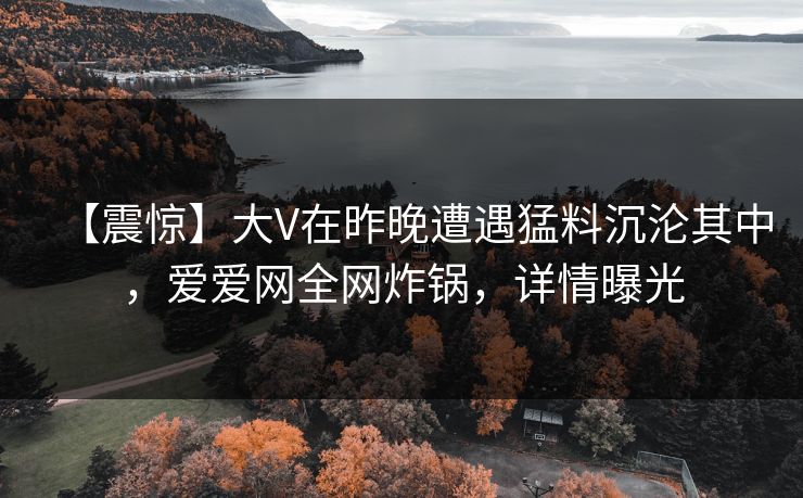 【震惊】大V在昨晚遭遇猛料沉沦其中，爱爱网全网炸锅，详情曝光
