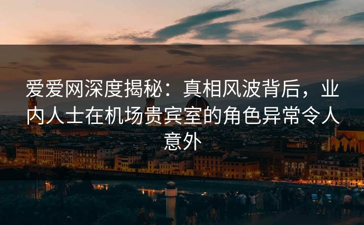 爱爱网深度揭秘：真相风波背后，业内人士在机场贵宾室的角色异常令人意外