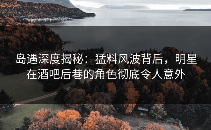 岛遇深度揭秘：猛料风波背后，明星在酒吧后巷的角色彻底令人意外