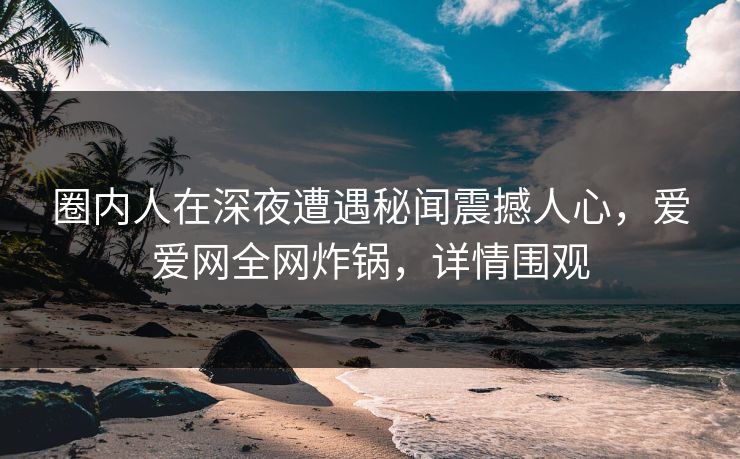 圈内人在深夜遭遇秘闻震撼人心，爱爱网全网炸锅，详情围观