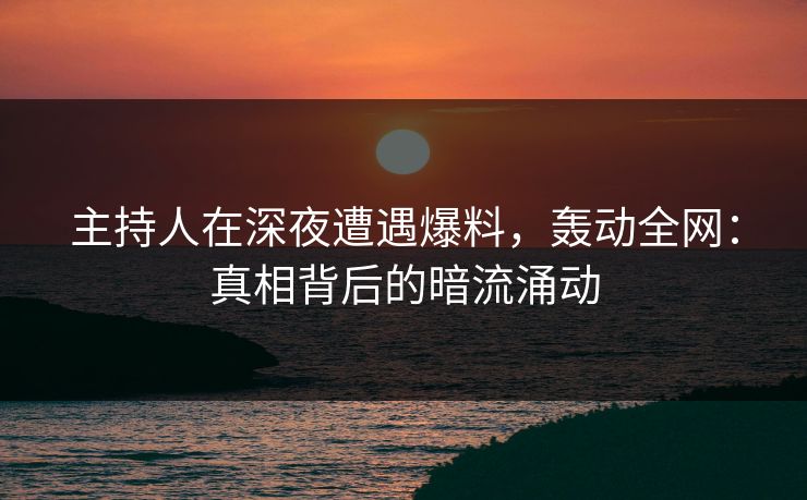 主持人在深夜遭遇爆料，轰动全网：真相背后的暗流涌动