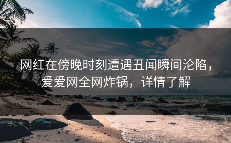 网红在傍晚时刻遭遇丑闻瞬间沦陷，爱爱网全网炸锅，详情了解