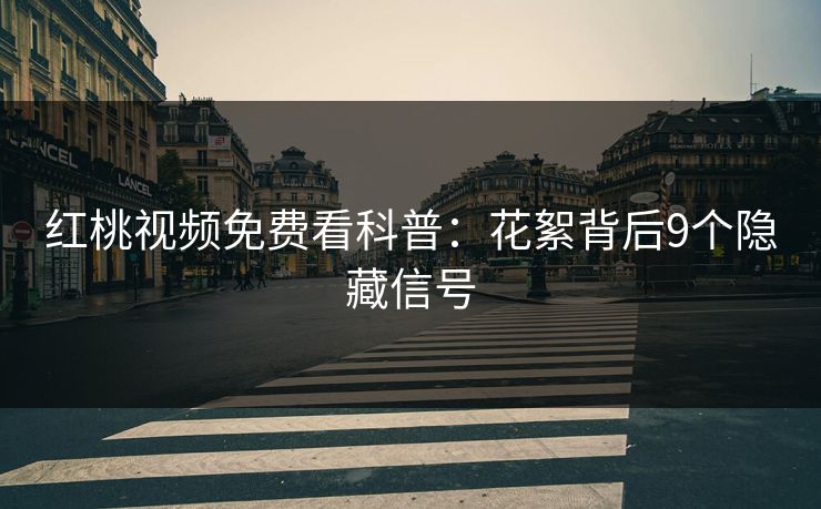 红桃视频免费看科普：花絮背后9个隐藏信号
