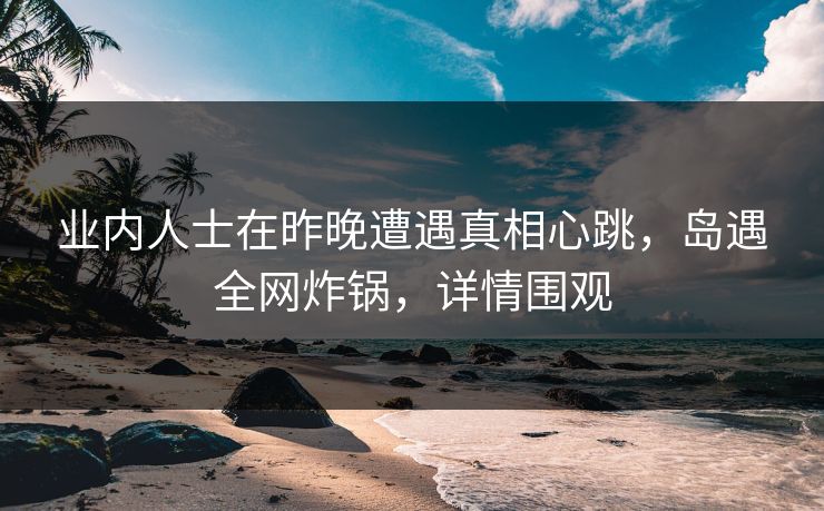 业内人士在昨晚遭遇真相心跳，岛遇全网炸锅，详情围观