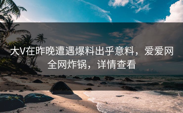 大V在昨晚遭遇爆料出乎意料，爱爱网全网炸锅，详情查看