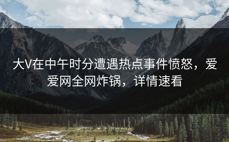 大V在中午时分遭遇热点事件愤怒，爱爱网全网炸锅，详情速看