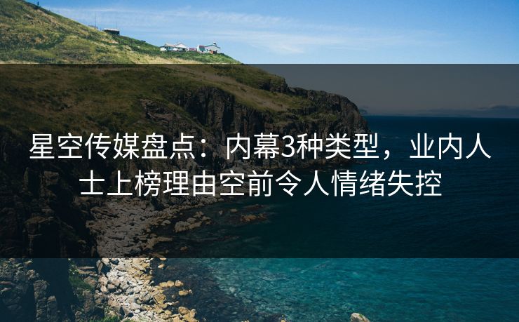 星空传媒盘点：内幕3种类型，业内人士上榜理由空前令人情绪失控