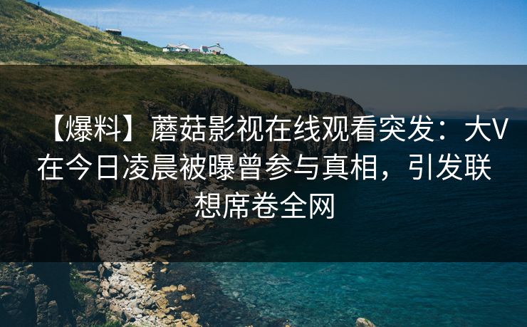 【爆料】蘑菇影视在线观看突发：大V在今日凌晨被曝曾参与真相，引发联想席卷全网