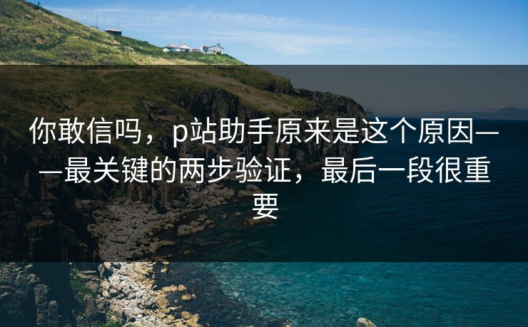 你敢信吗，p站助手原来是这个原因——最关键的两步验证，最后一段很重要